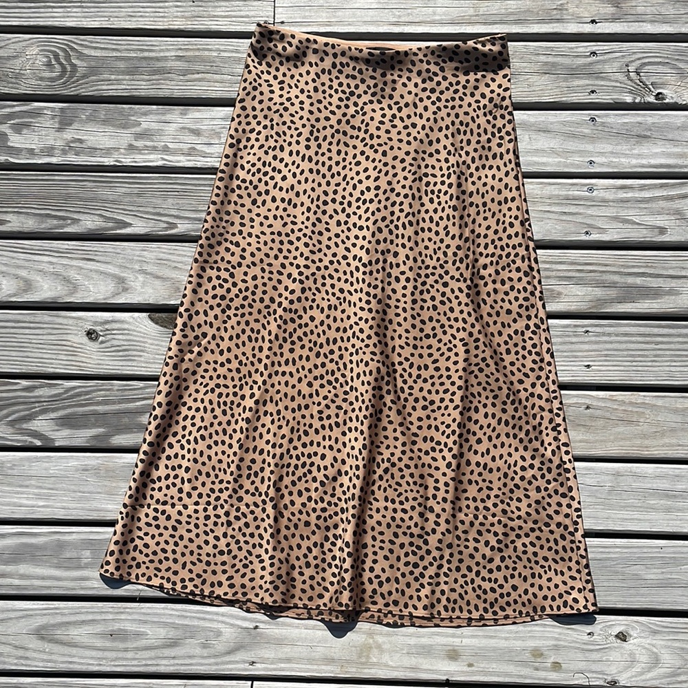 J. Crew Leopard Print Dot Midi Slip Skirt, XS